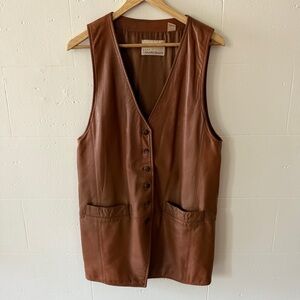 Dana Buchman Genuine Longline Leather Vest